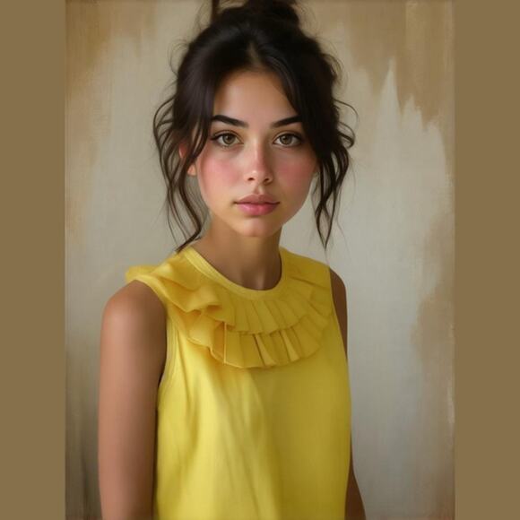 Owl's & Bat's Girls Tank Top Size 4 Yellow Ruffle Neck NEW READ DESCRIPTION - Picture 1 of 7